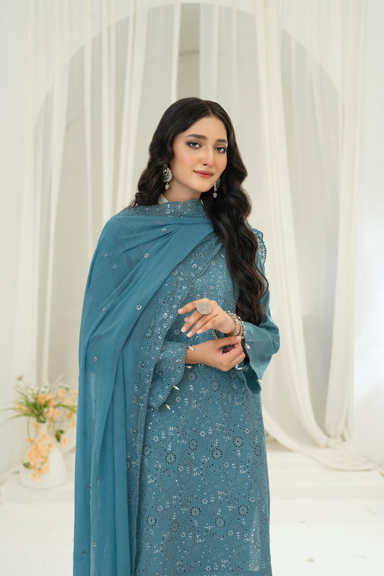 ULFAT LUXE CHIKANKARI EXECUTIVE EDIT - 3PC UNSTITCHED