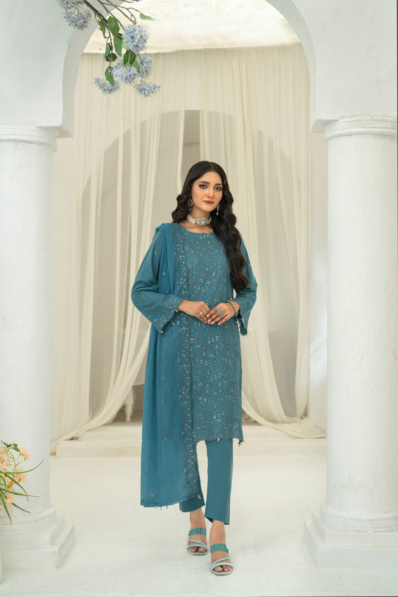 ULFAT LUXE CHIKANKARI EXECUTIVE EDIT - 3PC UNSTITCHED