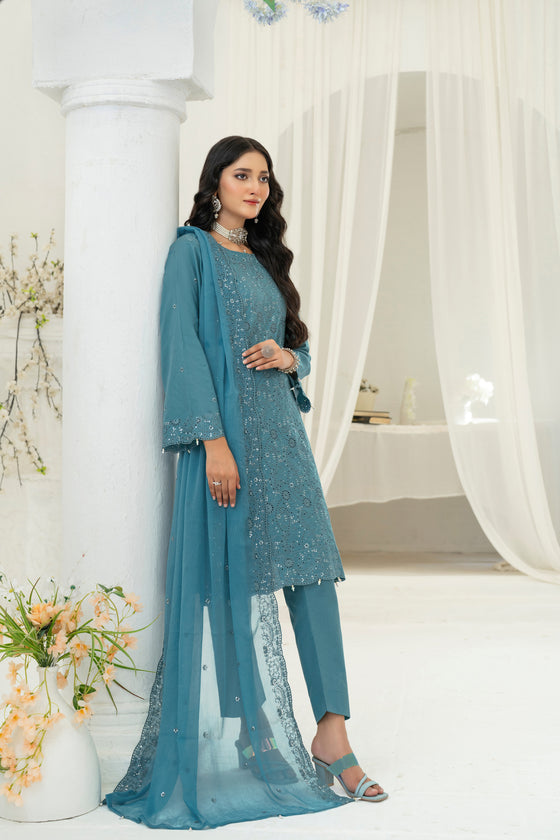 ULFAT LUXE CHIKANKARI EXECUTIVE EDIT - 3PC UNSTITCHED