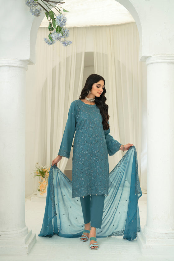 ULFAT LUXE CHIKANKARI EXECUTIVE EDIT - 3PC UNSTITCHED