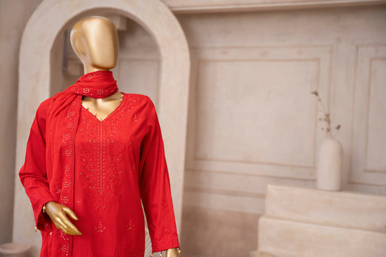 UMEED-Unstitched-3Pc Cotton Embroidered Suit