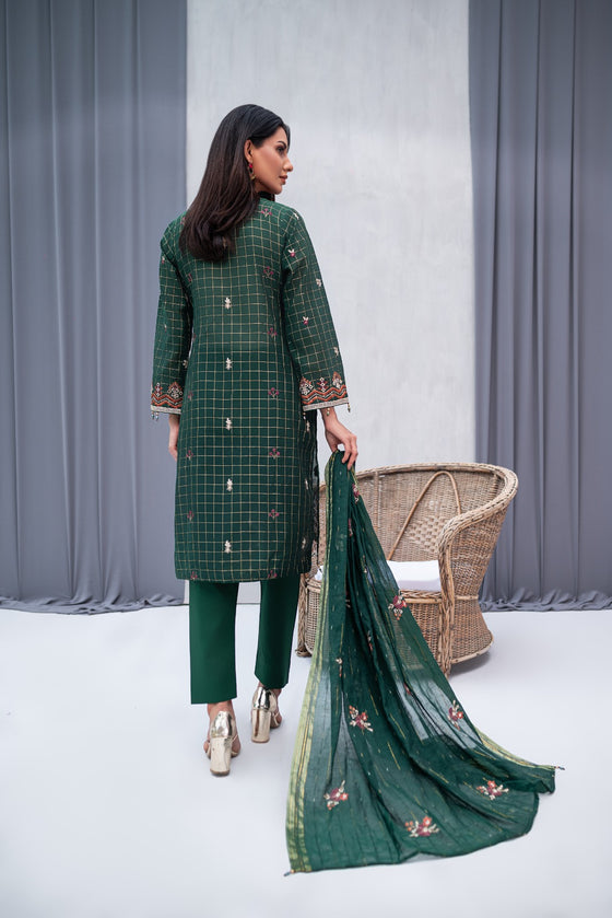 Zeenat -Unstitched-3Pc Embroidered Cotton Suit