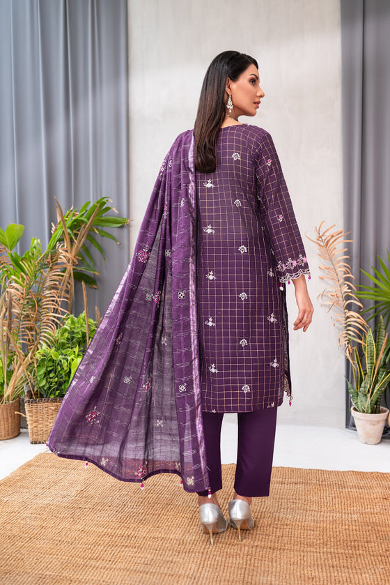 Zeenat -Unstitched-3Pc Embroidered Cotton Suit