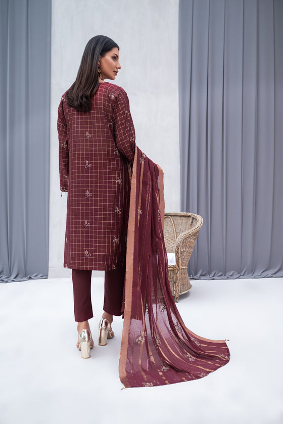 Zeenat -Unstitched-3Pc Embroidered Cotton Suit