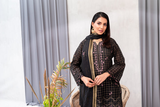 Zeenat -Unstitched-3Pc Embroidered Cotton Suit