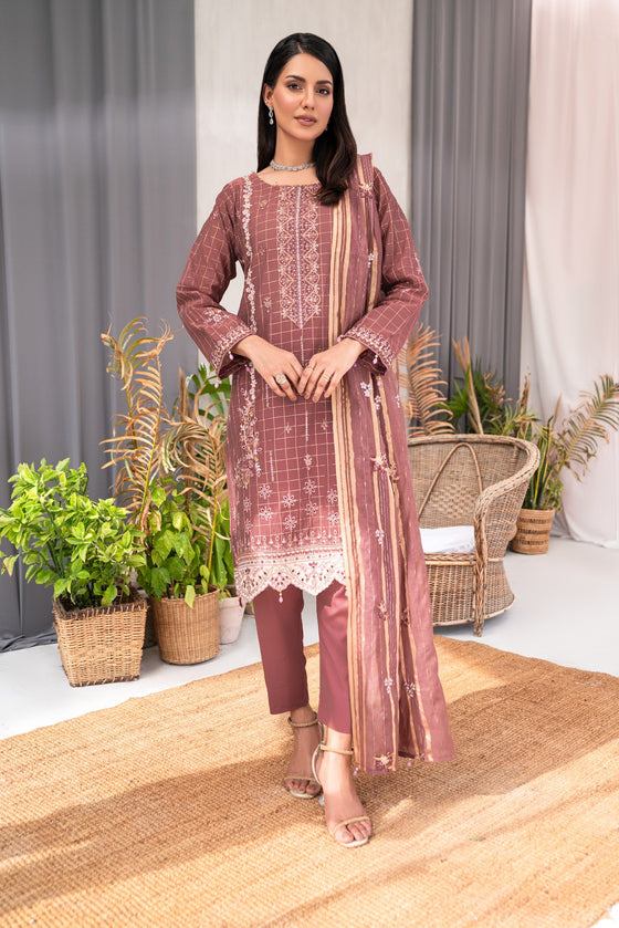 Zeenat -Unstitched-3Pc Embroidered Cotton Suit