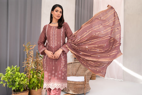 Zeenat -Unstitched-3Pc Embroidered Cotton Suit