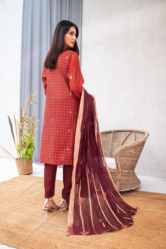 Zeenat -Unstitched-3Pc Embroidered Cotton Suit