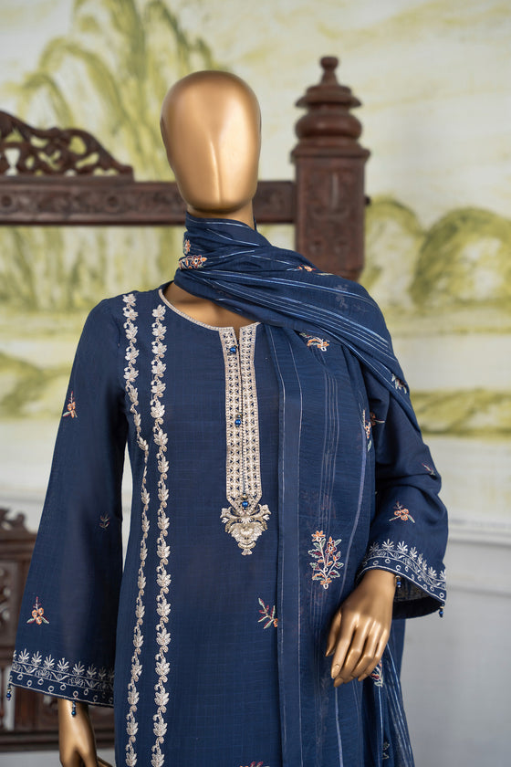 Zarin -Unstitched-3Pc Embroidered Cotton Suit