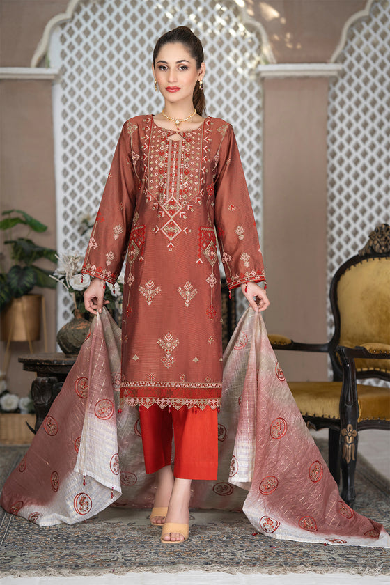 TAMANNA - Unstitched 3Pc Embroidered Cotton Suit