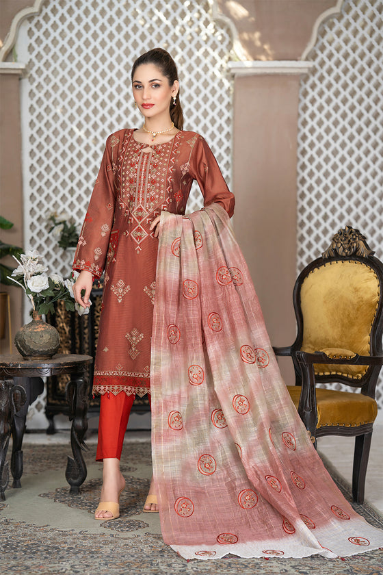 TAMANNA - Unstitched 3Pc Embroidered Cotton Suit