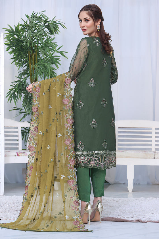 Unstitched - 3 Pc Luxury Embroidered Organza Suit