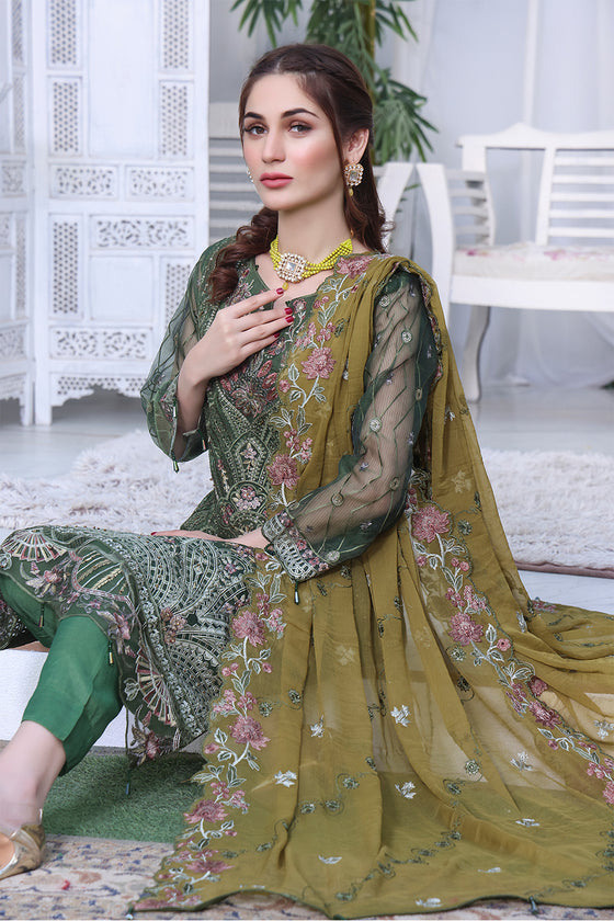 Unstitched - 3 Pc Luxury Embroidered Organza Suit