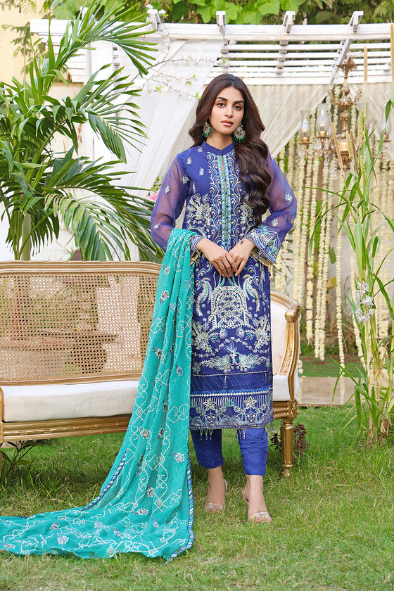 Unstitched - 3Pc Luxury Embroidered Organza Suit