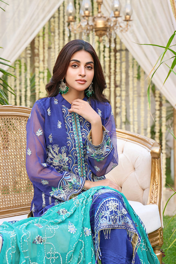 Unstitched - 3Pc Luxury Embroidered Organza Suit