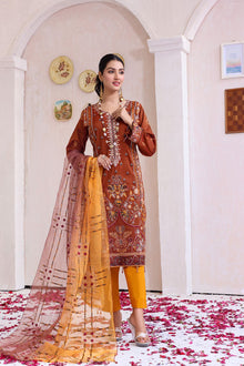  Unstitched-3Pc Embroidered Two Tone Cotton  Suit